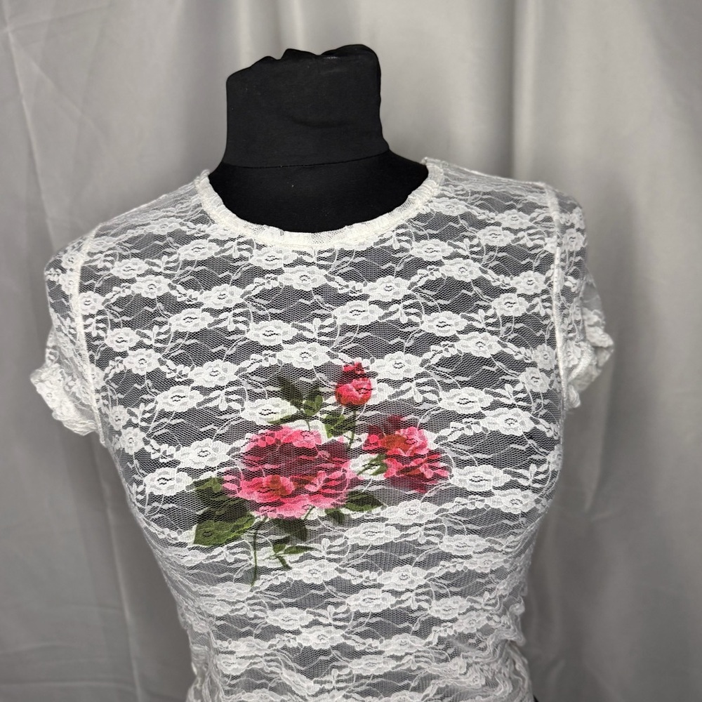 Sheer Baby Tee Crop Top coquette core cottage core y2k
